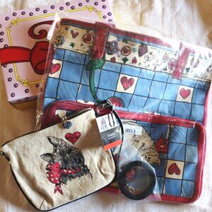 Brighton "Love Sparkle" Canvas Tote Bag & "Scottie" Crossbody Pouch Bundle, NWT